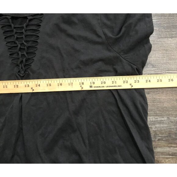 Torrid Black Cotton V-Neck Ladder Slash Tee Womens Plus 4X - Picture 5 of 6